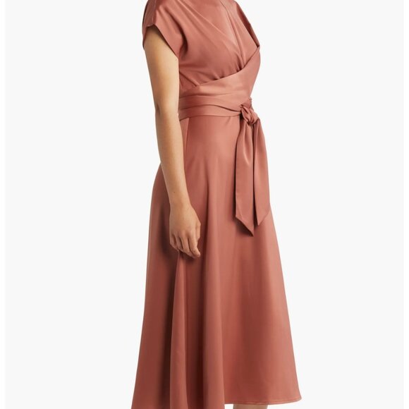 Zoe And Claire Tie Waist Satin Midi Dress - Picture 13 of 15